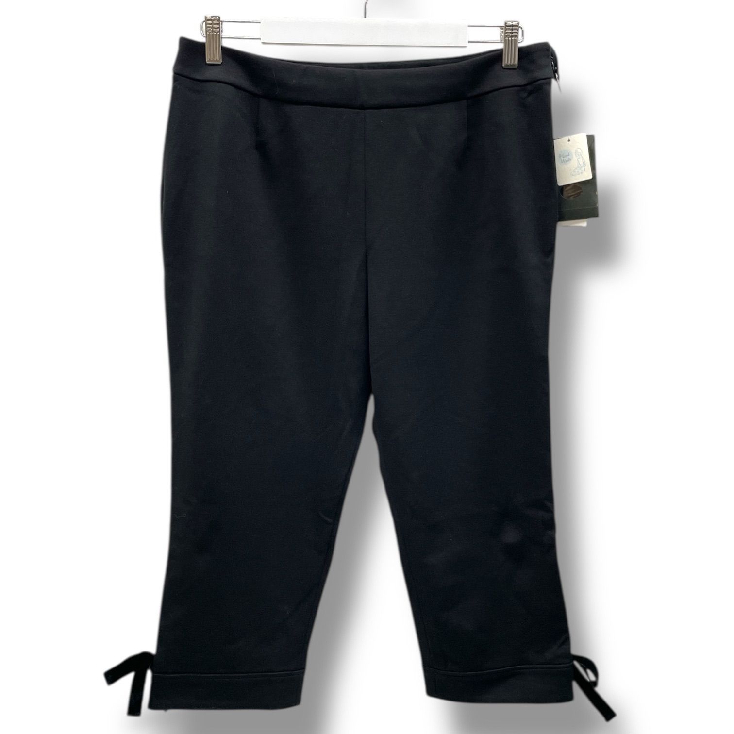 ♥ タグ付き Leilian レリアン ストレッチパンツ クロップドパンツ 七部丈 リボン サイドファスナー 大きいサイズ JS-1302706 黒 ブラック 15サイズ レディース 通年 ゴーゴー古着マルイファミリー溝口店 18 No.110