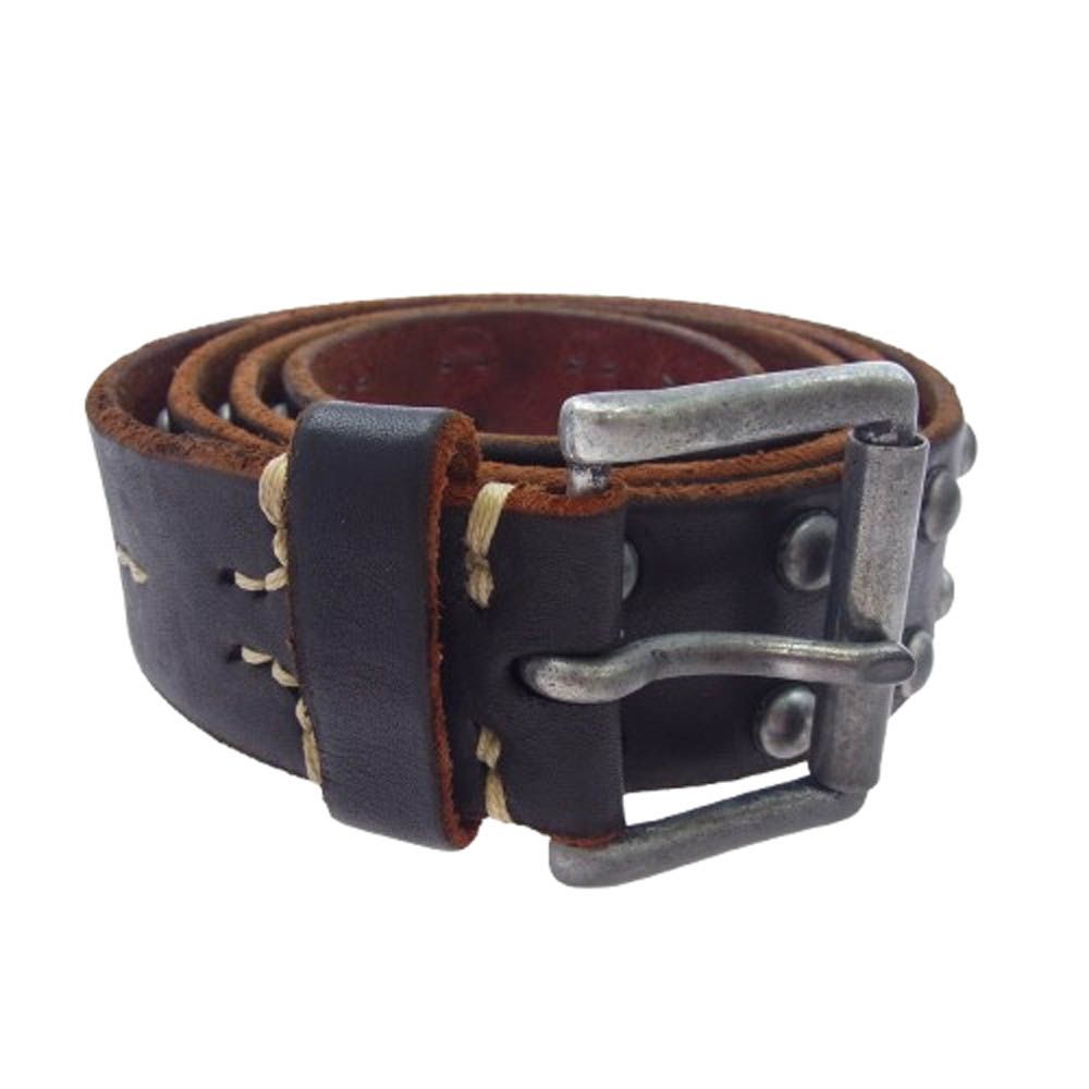 Vintage Works スタッズレザーベルト ブラウン VINTAGE WORKS レザー