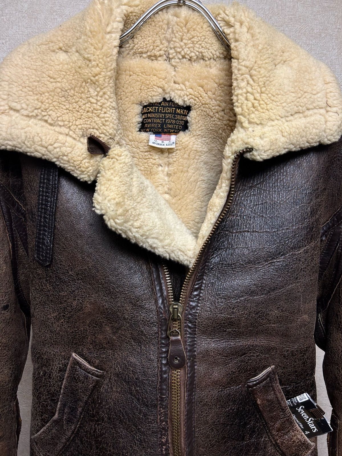 U.S.A.製78，s AVIREX希少ロイヤルエアフォースムートンレザーJKT