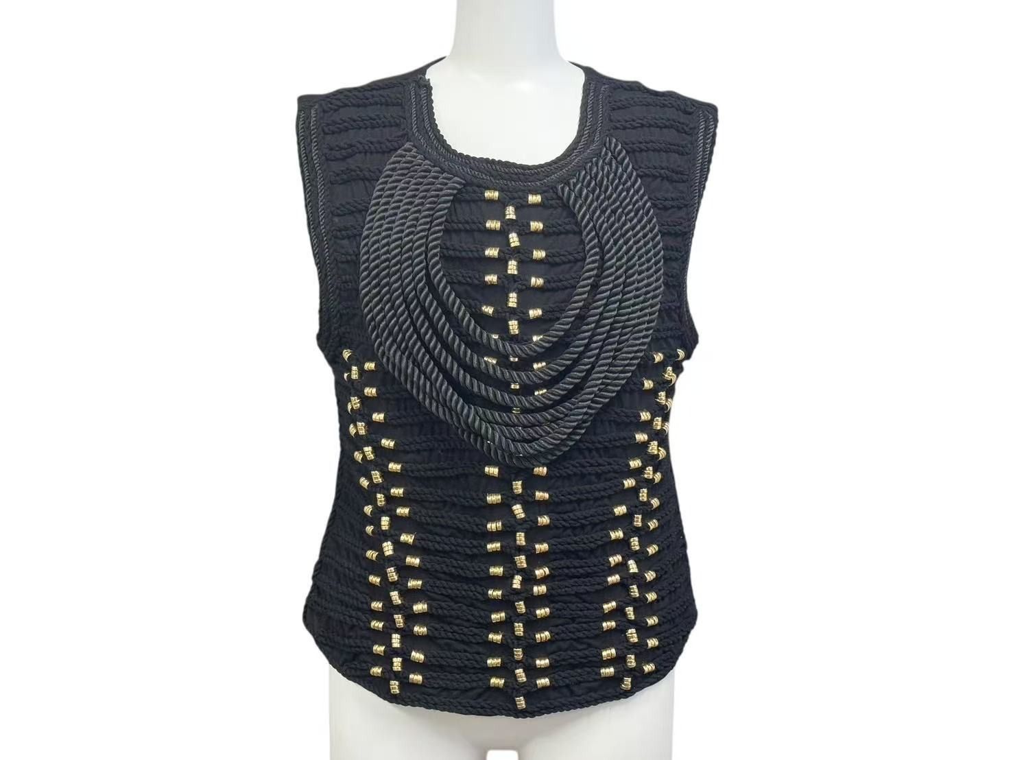 BALMAIN x H-M バルマン Rope Embellishment Top Braided Blouse 101255 ブラウス サイズ 36 6 Black G 4b002051