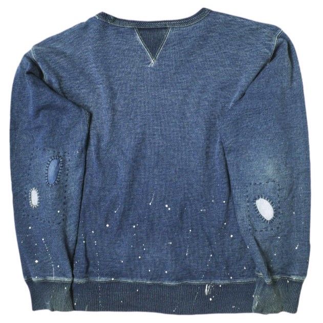 RRL ダブルアールエル Distressed Terry Sweatshirt インディゴダイ両Vガゼットペイントスウェットシャツ  782754315001 XL Indigo トレーナー Double RL プルオーバー 裏毛 トップス g18286 - メルカリ