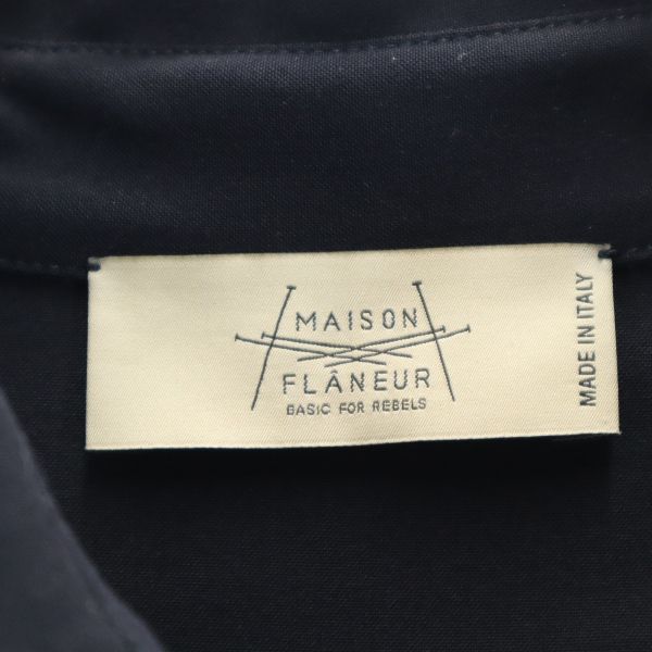 メゾンフラネ イタリア製 長袖 シャツ 44 紺 MAISONFLANEUR メンズ