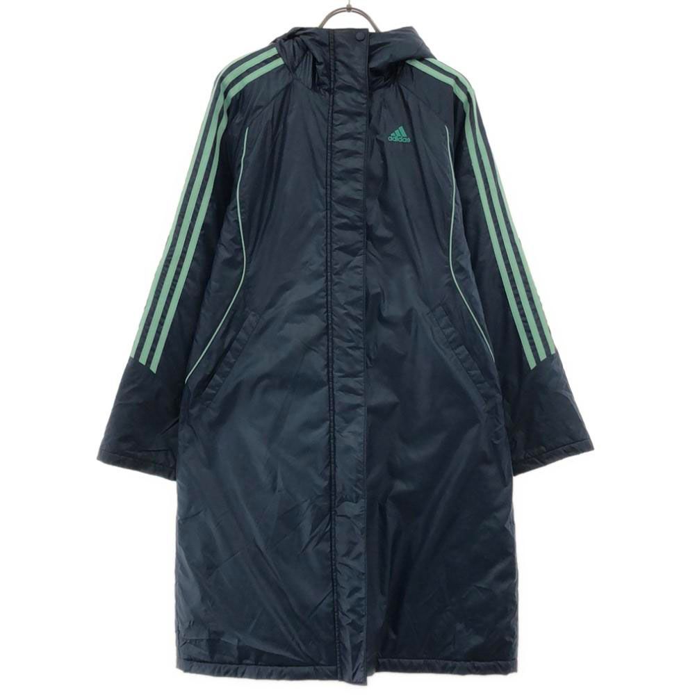 未使用級✨アディダスadidas ベンチコート ネイビー フード付き　刺繍 adidas ベンチコート ジュニア アディダス ロングコート