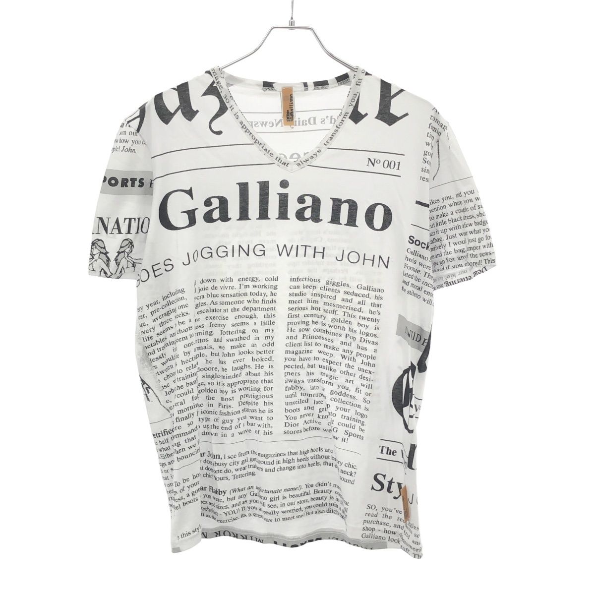John Galliano ジョンガリアーノ Tシャツ ニュースペーパー総柄 