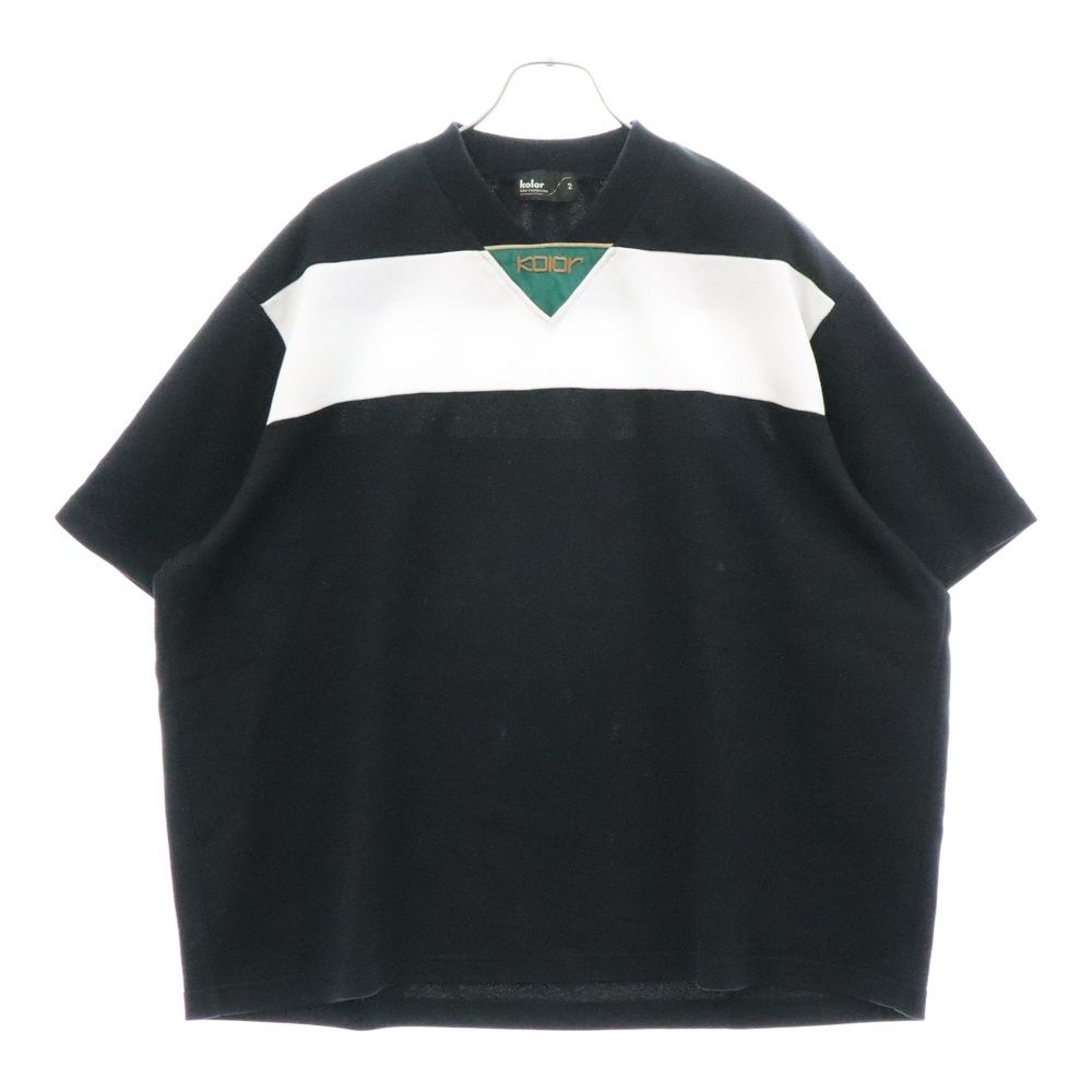 kolor (カラー) 24SS MESH T-SHIRT 刺繍 ロゴ メッシュTシャツ 半袖カットソー ブラック 24SCM‐T02201