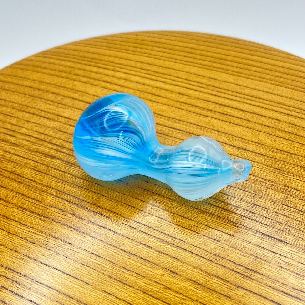 硝子水指 藍色 紙箱入 硝子瓢摘み 摺漆塗蓋 茶道具 茶器 ガラス 義山