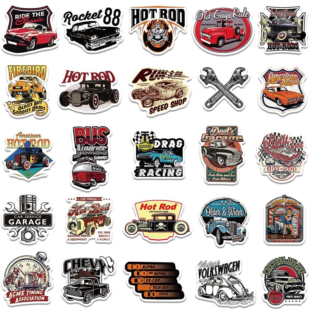 新品未使用 送料無料 レトロカー 旧車 ステッカー ヴィンテージシール