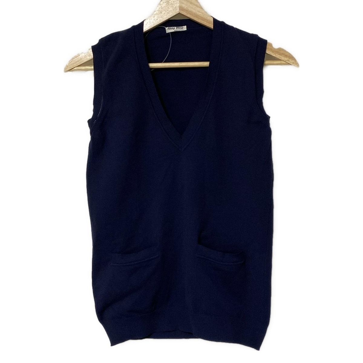 miumiu ミュウミュウ ノースリーブセーター サイズ40 M レディース - ダークネイビー Vネック