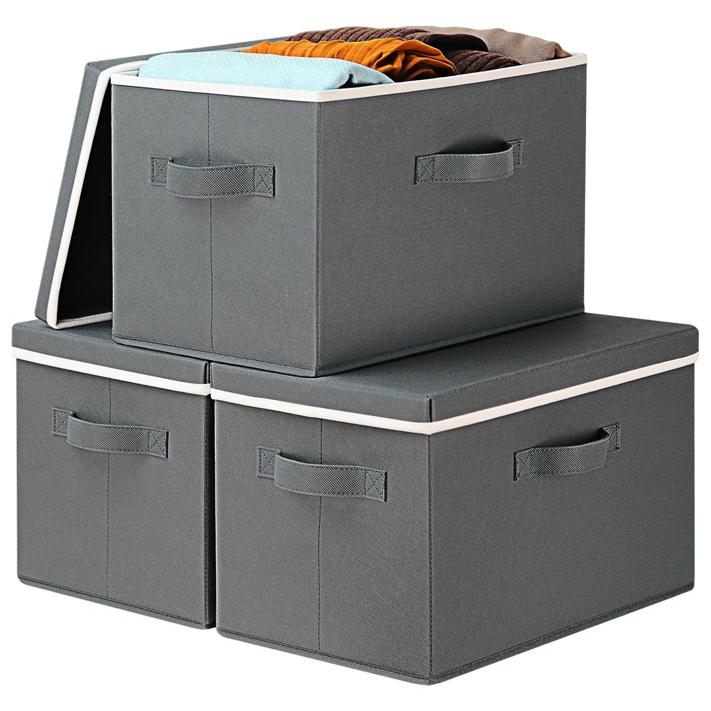 在庫処分】カラーボックス 布製 ケース 収納ケース 押入れ収納 3取っ手付き 雑誌収納ケース ドア掛け収納,4段構造のおもちゃ収納オーガナイザー - 布製収納箱 | アパート賃貸人向け寝室寮保育所オフィスガレージユーティリティ