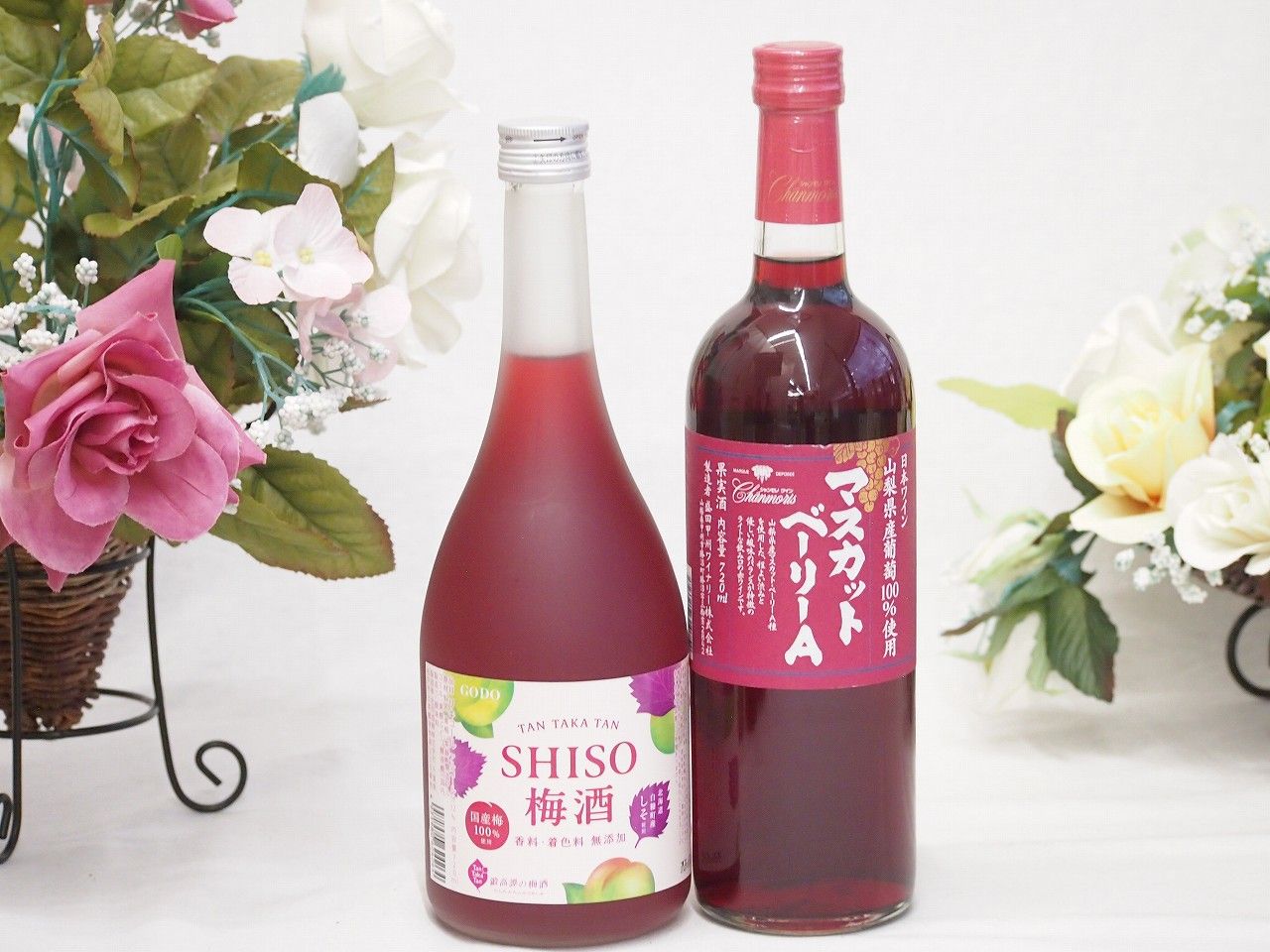 鍛高譚の梅酒と国産ワインセット(山梨県産葡萄100％使用 マスカットベーリーA赤ワイン ライトボディ(山梨県)720ml鍛高譚梅酒720ml