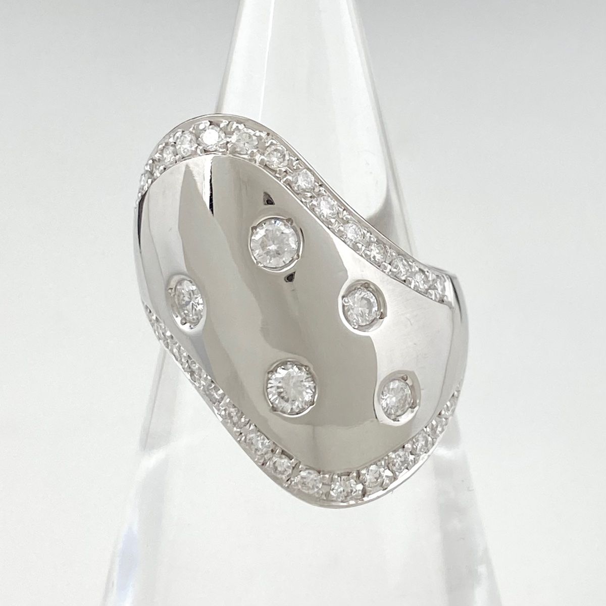 通販 本物 メレダイヤ デザインリング プラチナ 指輪 リング 10号