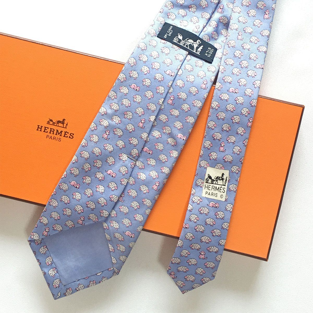 美品 エルメス HERMES ネクタイ シルク100% フランス製 ブルー