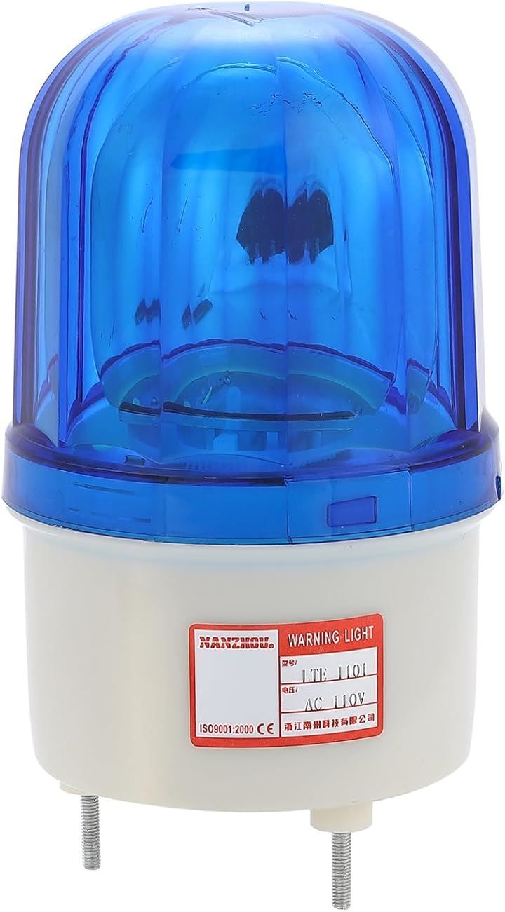 Partools 回転式 営業中ランプ AC110V 三点固定ネジタイプ 音なし 回転灯 工場 建設現場 警告灯 安全 誘導 防犯 ライト 簡易接続 DIY( ブルー)
