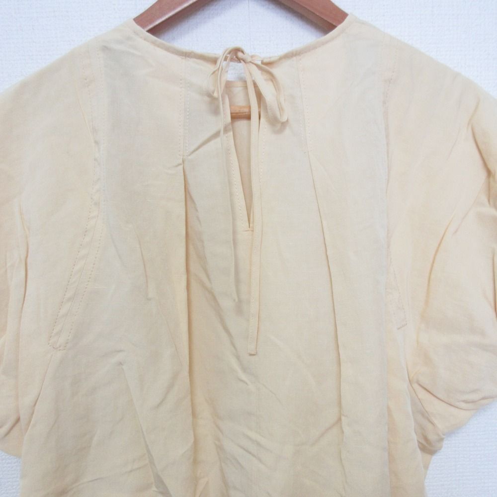 美品 21SS yori ヨリ ボリュームスリーブ リネンブレンド ブラウス サイズ36 ライトイエロー レディース 古着 中古 USED Yori 美品 21SS yori ヨリ ボリュームスリーブ リネンブレンド