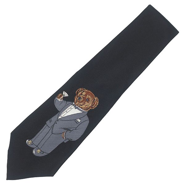 ポロ ラルフローレン POLO RALPH LAUREN ネクタイ ポロベア 10.5cm シルク ブラック 黒 クマ