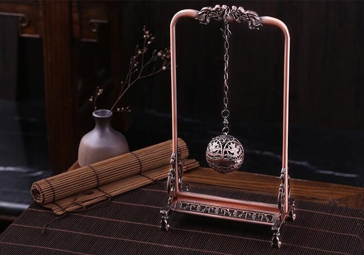 円形吊香炉 稀少 香炉 古風 置物 細密細工WP注目の