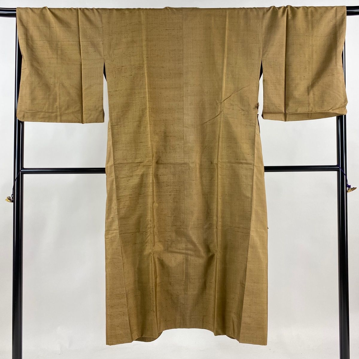 道中着 身丈133cm 裄丈67cm M 和装コート 紬地 着物衿 茶色 正絹 名品