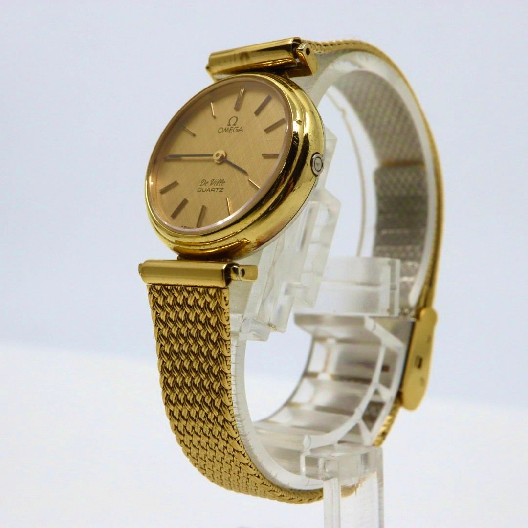 新世代の オメガ OMEGA デビル クオーツ ゴールド レディース 腕時計 ゴールド文字盤 電池交換済 ラウンドフェイス アナログ ヴィンテージ レトロ アンティーク G1