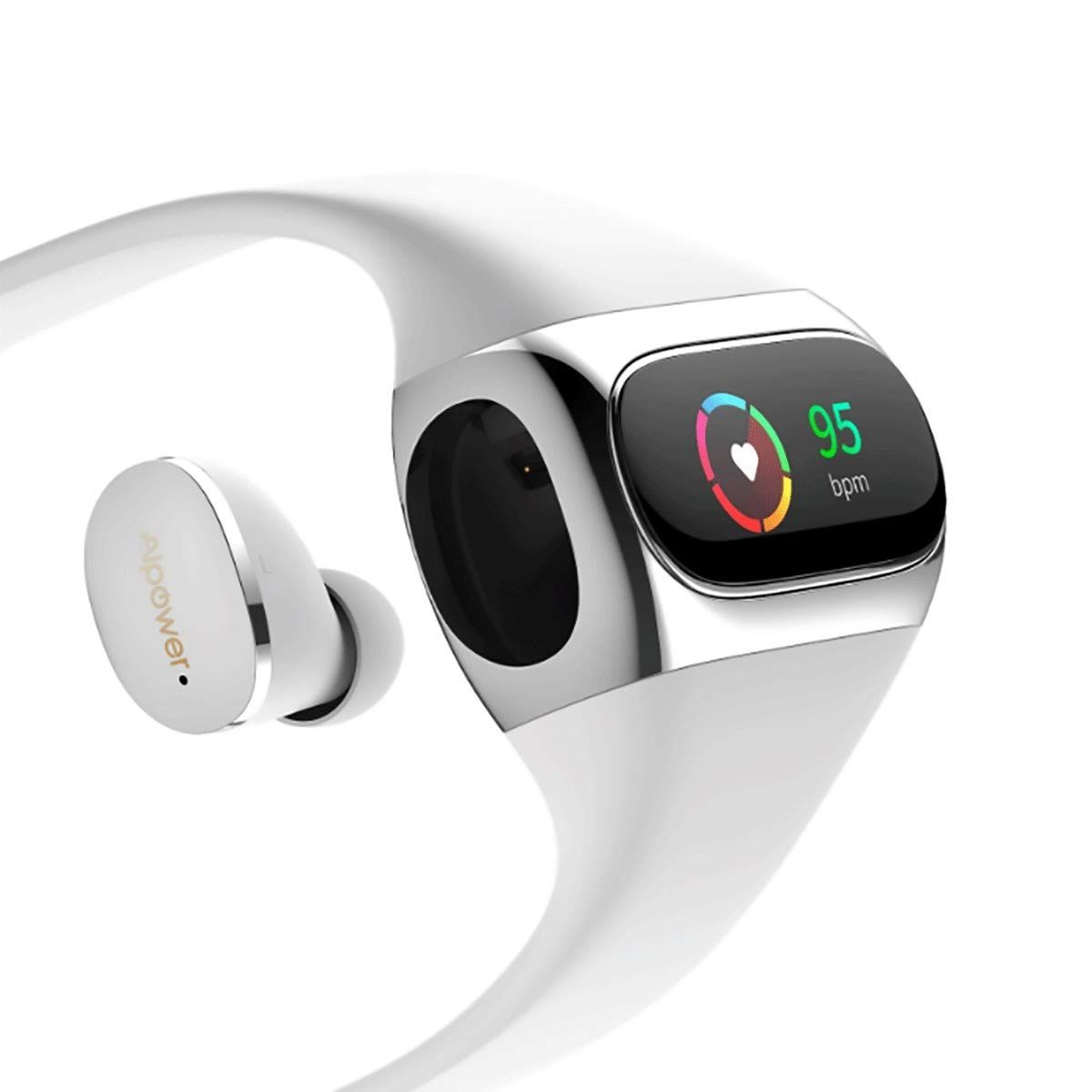 【在庫処分】ワイヤレスイヤホン内蔵 スマートウォッチ 腕時計 w20l 心拍数計 歩数計 Wearbuds カロリーカウンター Aipower スポーツ