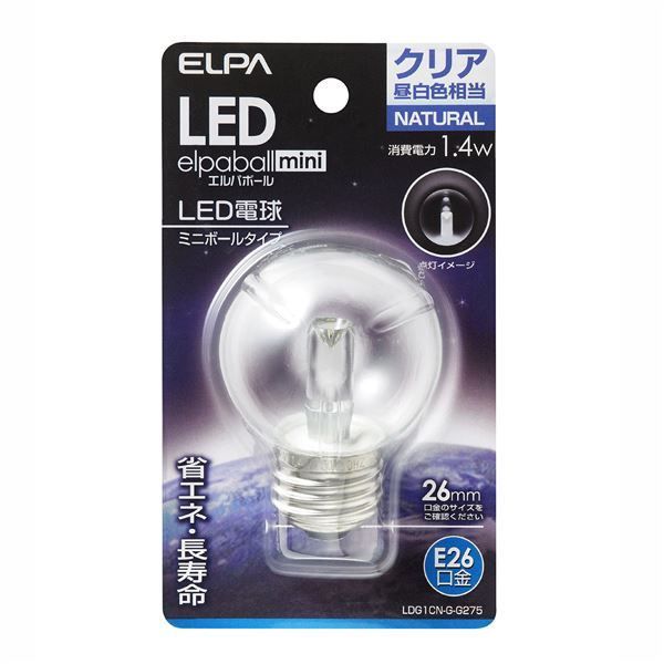 （まとめ） ELPA LED装飾電球 ミニボール球形 E26 G50 クリア昼白色 LDG1CN-G-G275 