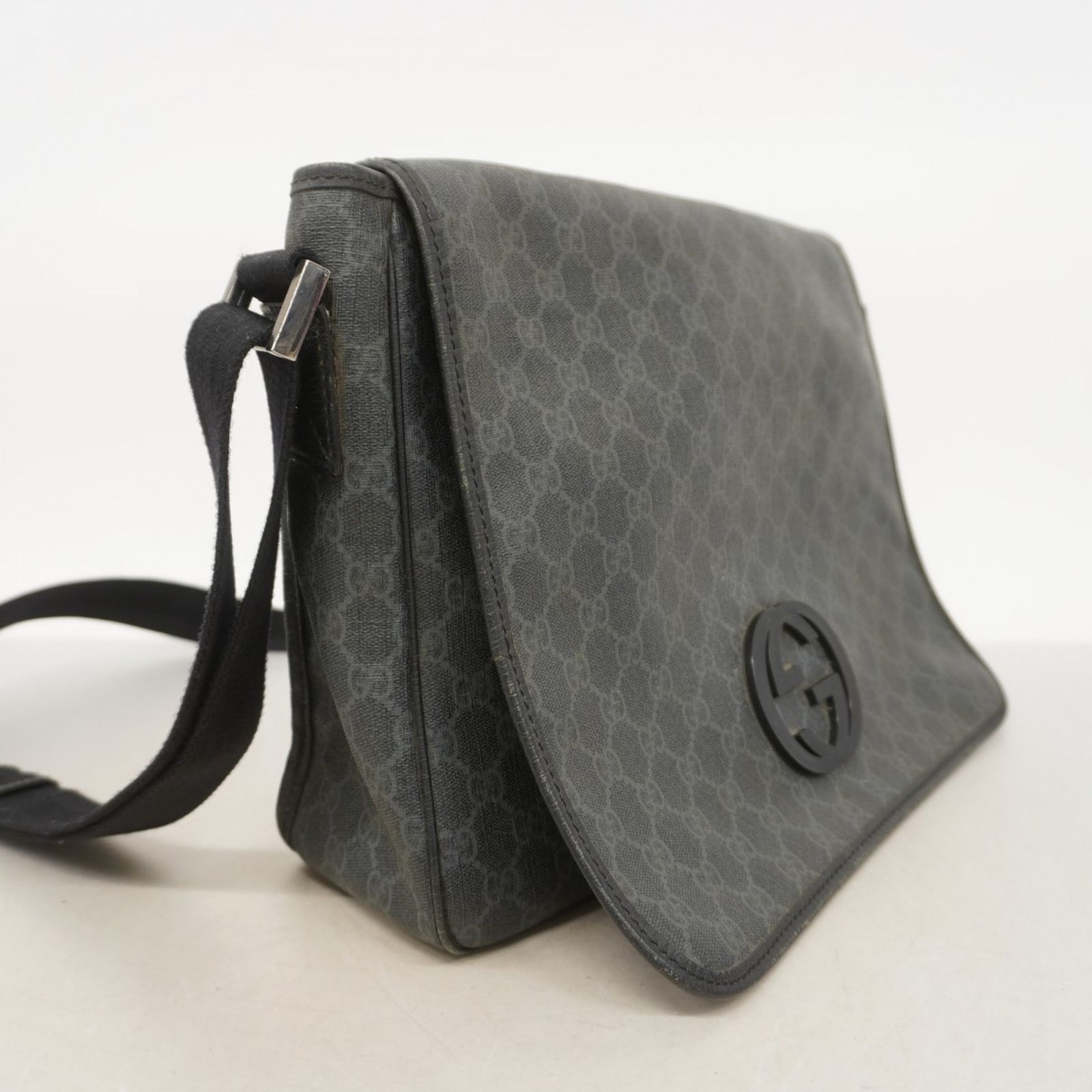 【美品】グッチ ショルダーバッグ レザー×PVC インターロッキング GG柄 GUCCI】グッチ『インターロッキングG メッセンジャーバッグ