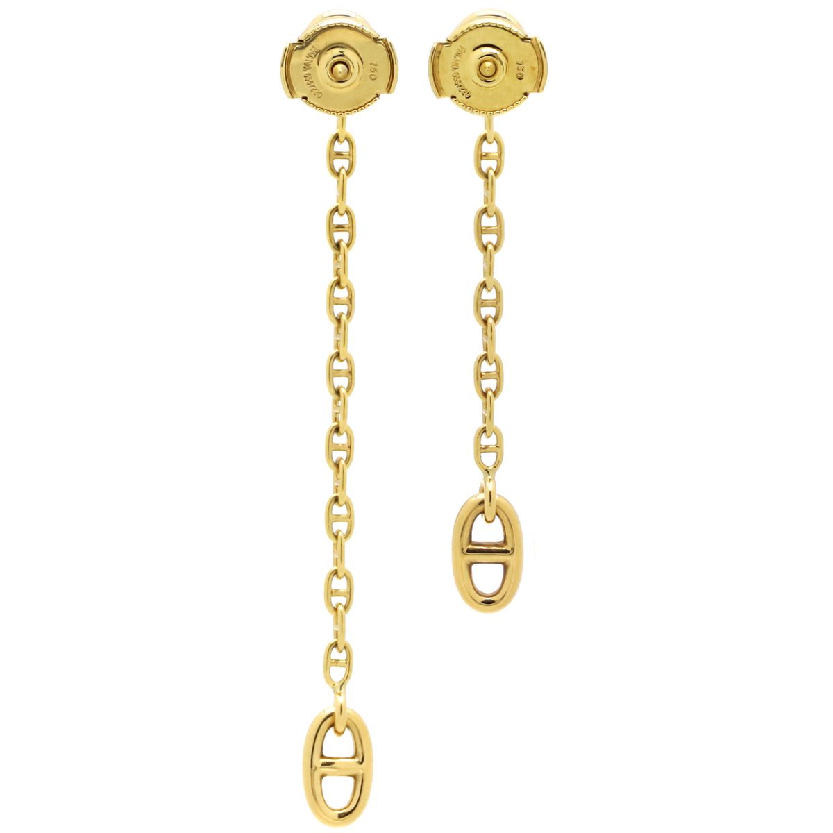 エルメスHERMES イエロー ピアス　アクセサリー　両耳用 エルメス HERMES ピアス ニューファランドール チェーン K18YG