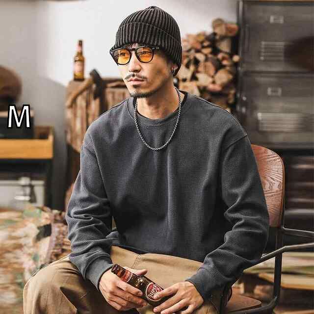 M 秋 冬 メンズ 服 シンプル ファッション オシャレ 大人 かっこいい 大きいサイズ ストリート 紳士服 アメリカン レトロ 430 グラム スウェット シャツ 秋 冬 セーター