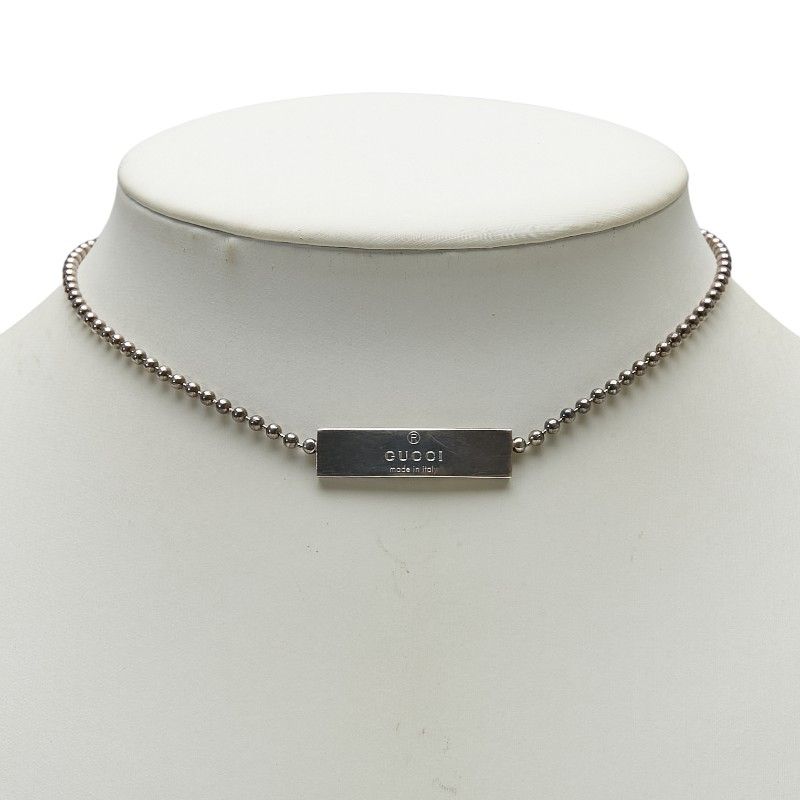 【極美品】グッチ　2連ボールチェーンロゴプレートネックレス　箱ポーチセット グッチ ネックレス ペア ペンダント ダブルG ボールチェーン