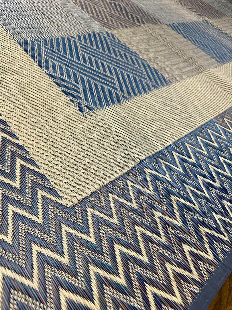 添島勲商店 国産 い草花ござ 市松スクエア（青系） 約190×250cm 【公式