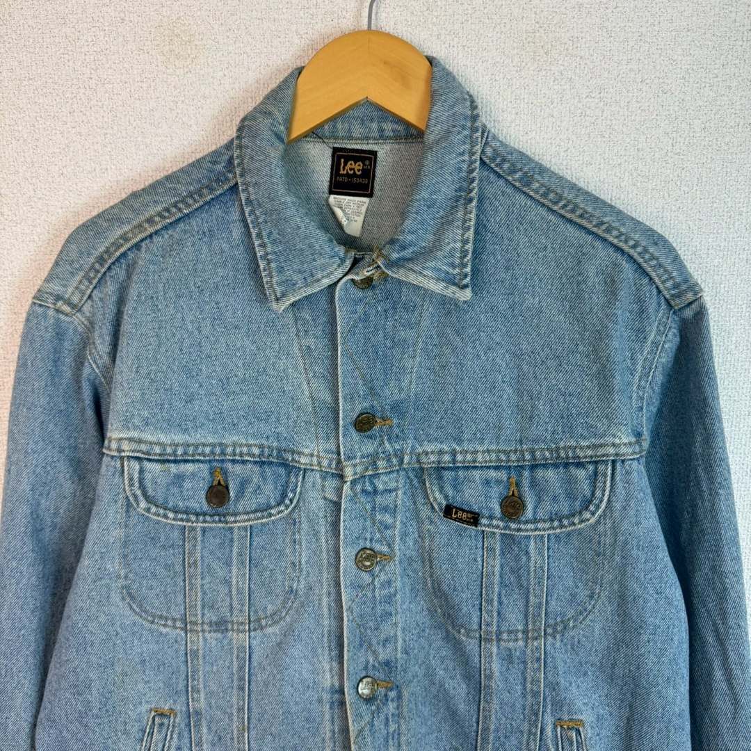 80s Lee リー デニムジャケット フラップポケット ウォッシュド ライトブルー Mサイズ メンズ 古着 アメカジ ワーク系 ストリート