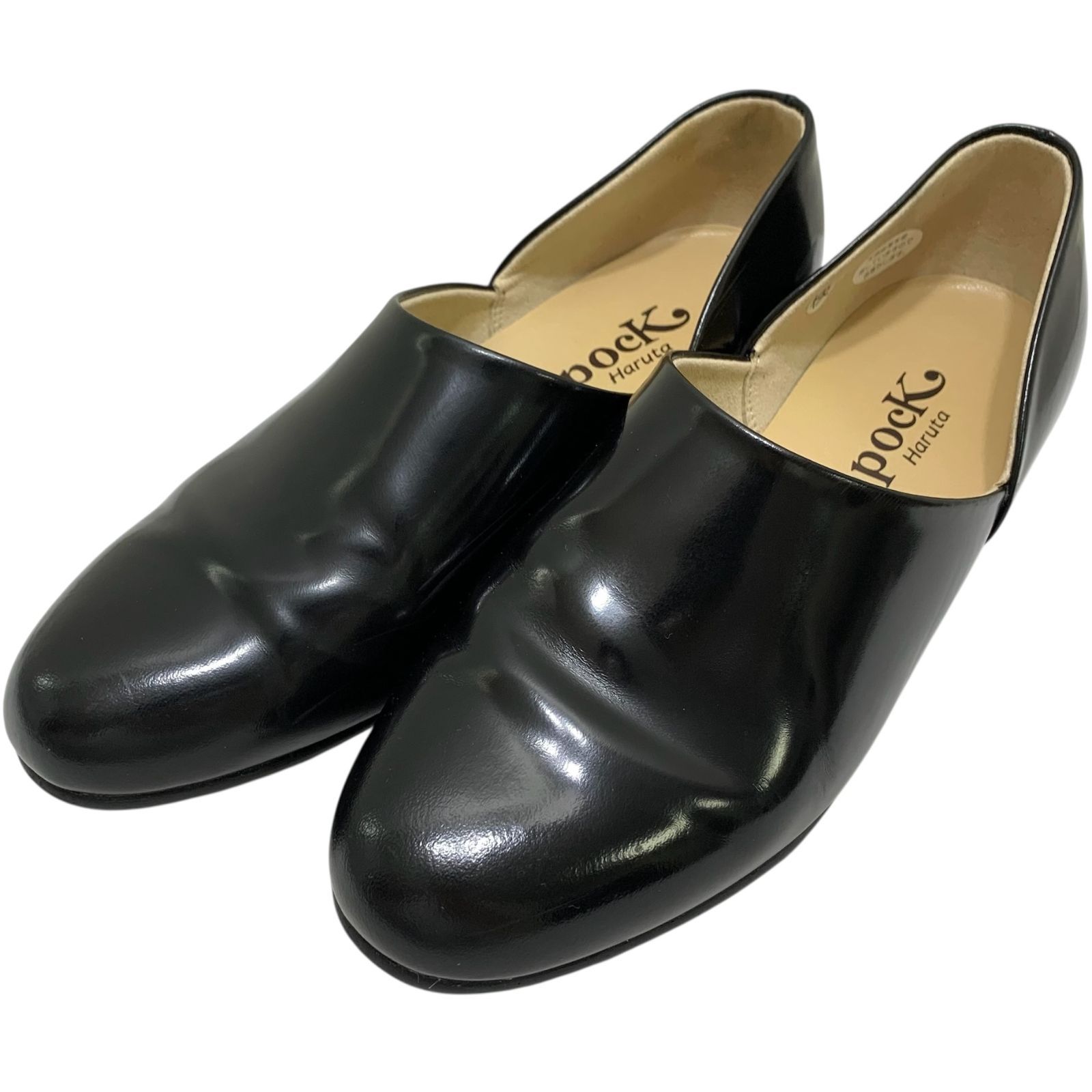美品】スポックハルタ Spock 黒 スリッポン 25 5 ハルタ レザー