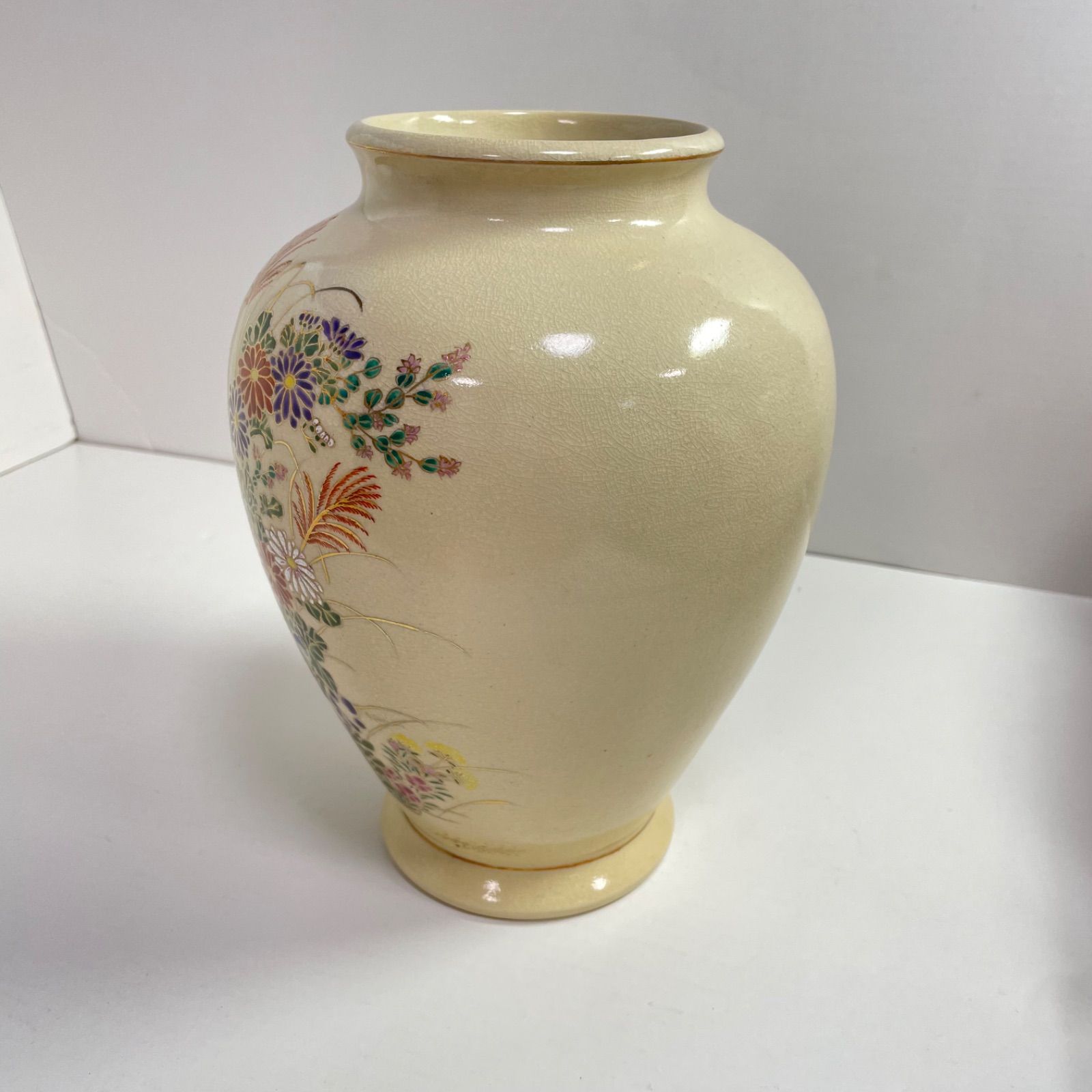 薩摩焼 平佐 色絵 徳利 とっくり 花生 花入 花器 花瓶 薩摩焼 白薩摩 漆間陶芸 金彩赤絵 花瓶 花器 飾り壺 未使用品
