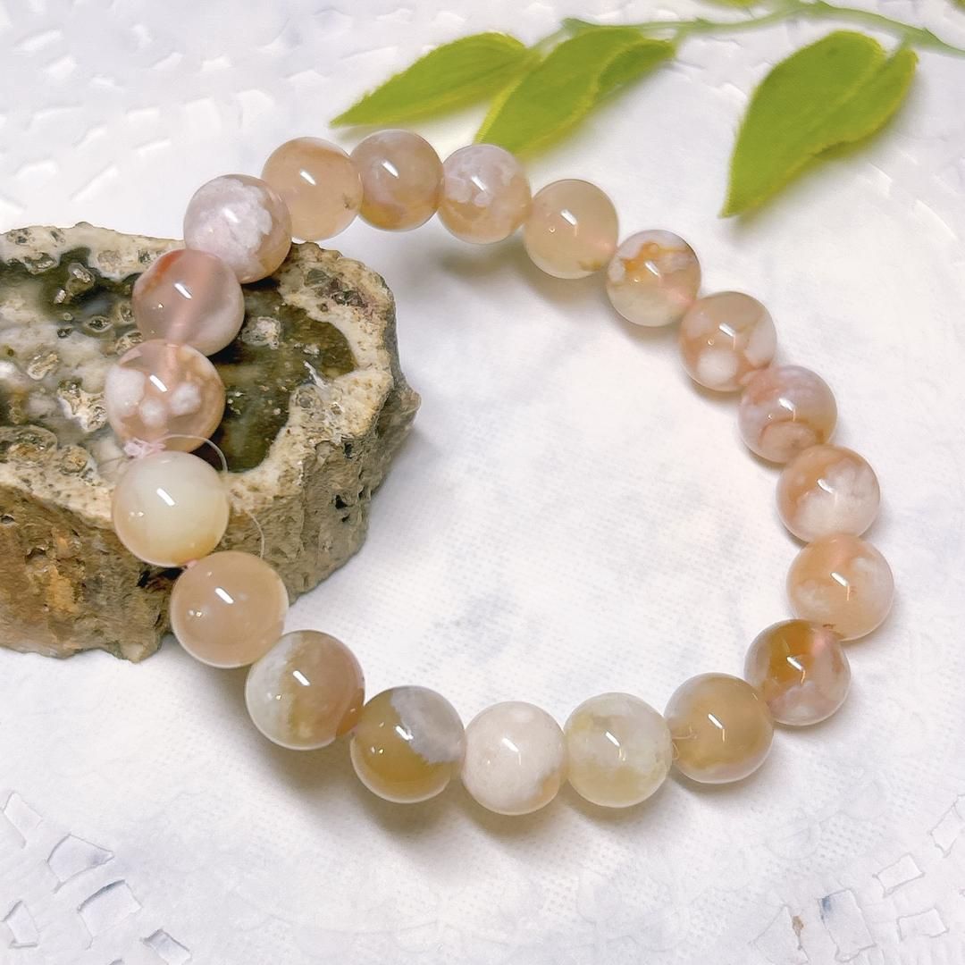 E5444】A桜アゲート＊10＊ブレスレット＊Cherry blossom agate