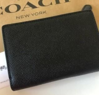 COACH 新品 ブラック 折り財布 コーチ メンズ レディース 財布 W02