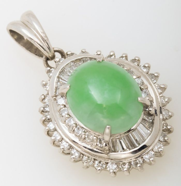 Pt900 翡翠 ダイヤモンド ペンダント 品番j23-163
