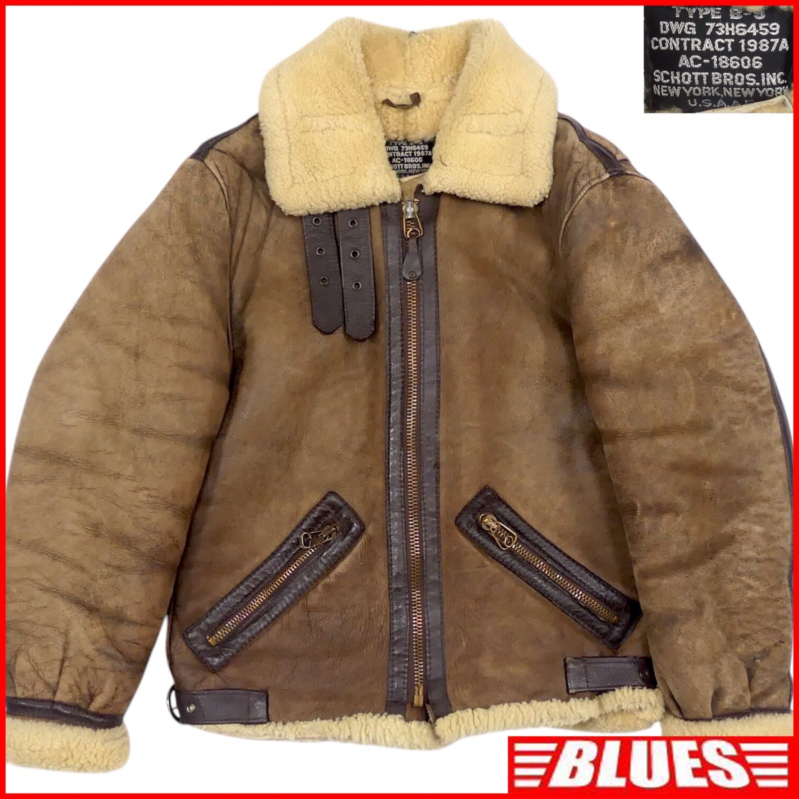 Schott ショット B-9 フライトジャケット 38 茶 アメリカ製 M 本革 ムートンジャケット ボマー メンズ レザーフライトジャケット_サイズM一覧←SEULB屋着古← JJ1408