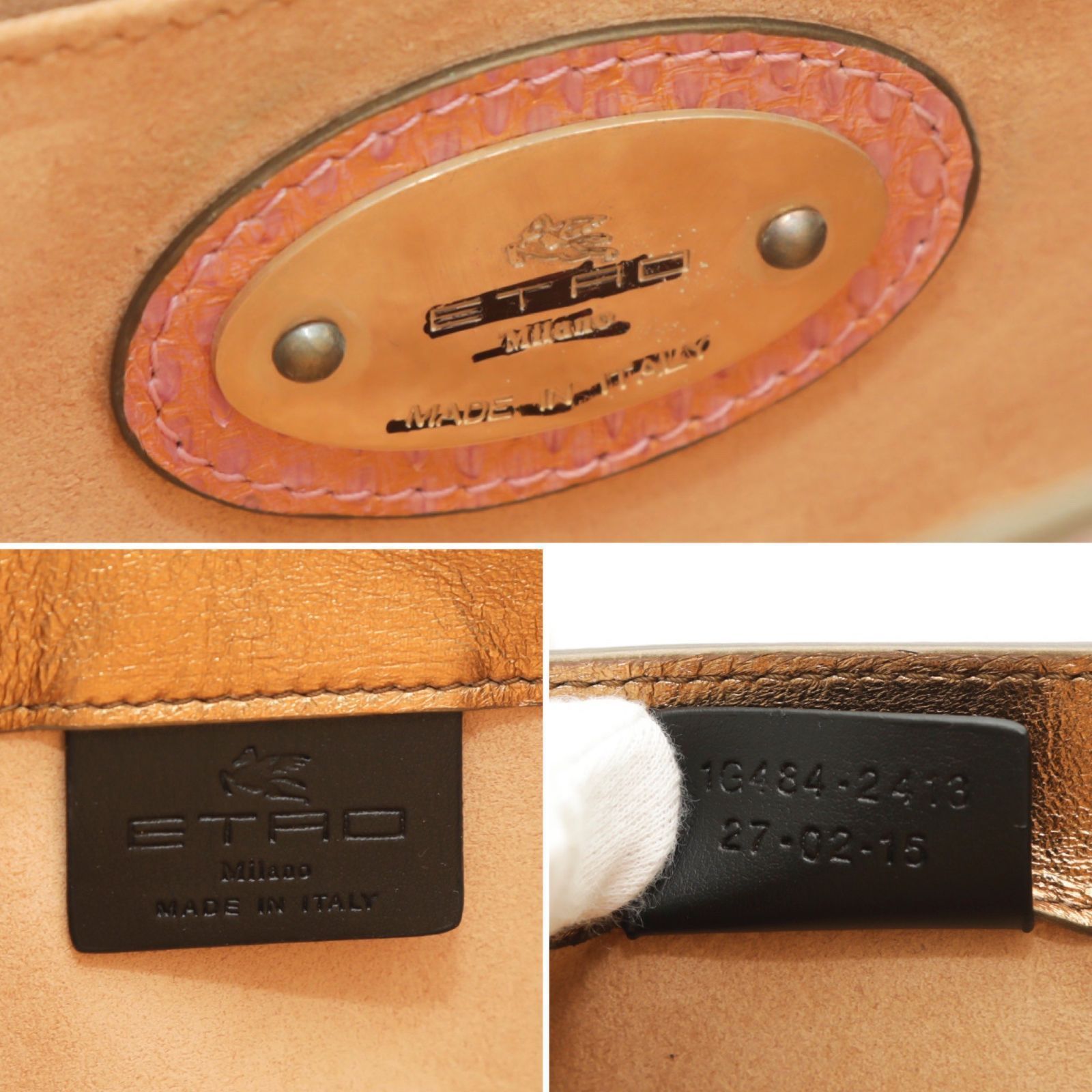 未使用に近い ETRO エトロ　オレンジ　レザー　ショルダー　バッグ　2018 エトロ 1G484 2413 27-02-15 ショルダーバッグ クロスボディ