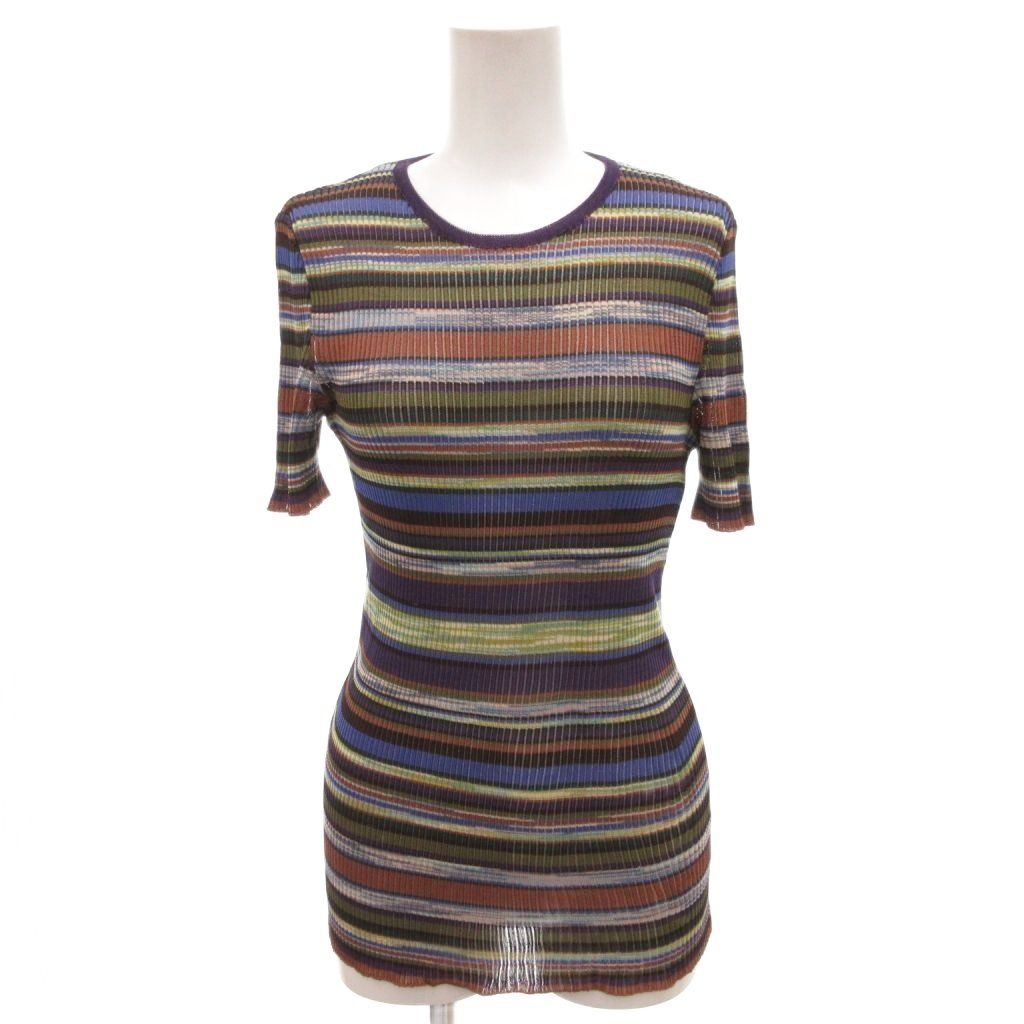 【中古】ミッソーニ MISSONI ニット カットソー シルク混 ボーダー 半袖 マルチカラー /FF レディース ミッソーニ MISSONI ニット カットソー シルク混 ボーダー 半袖 マルチ