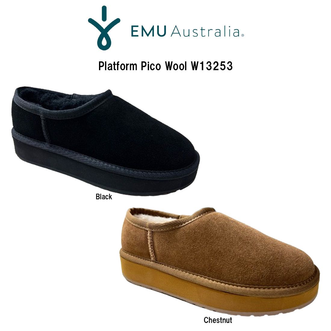 EMU エミュー ムートン スリッポン シューズ シープスキン プラットフォーム ピコ ウール 厚底 レディース 靴 Platform Pico Wool W13253
