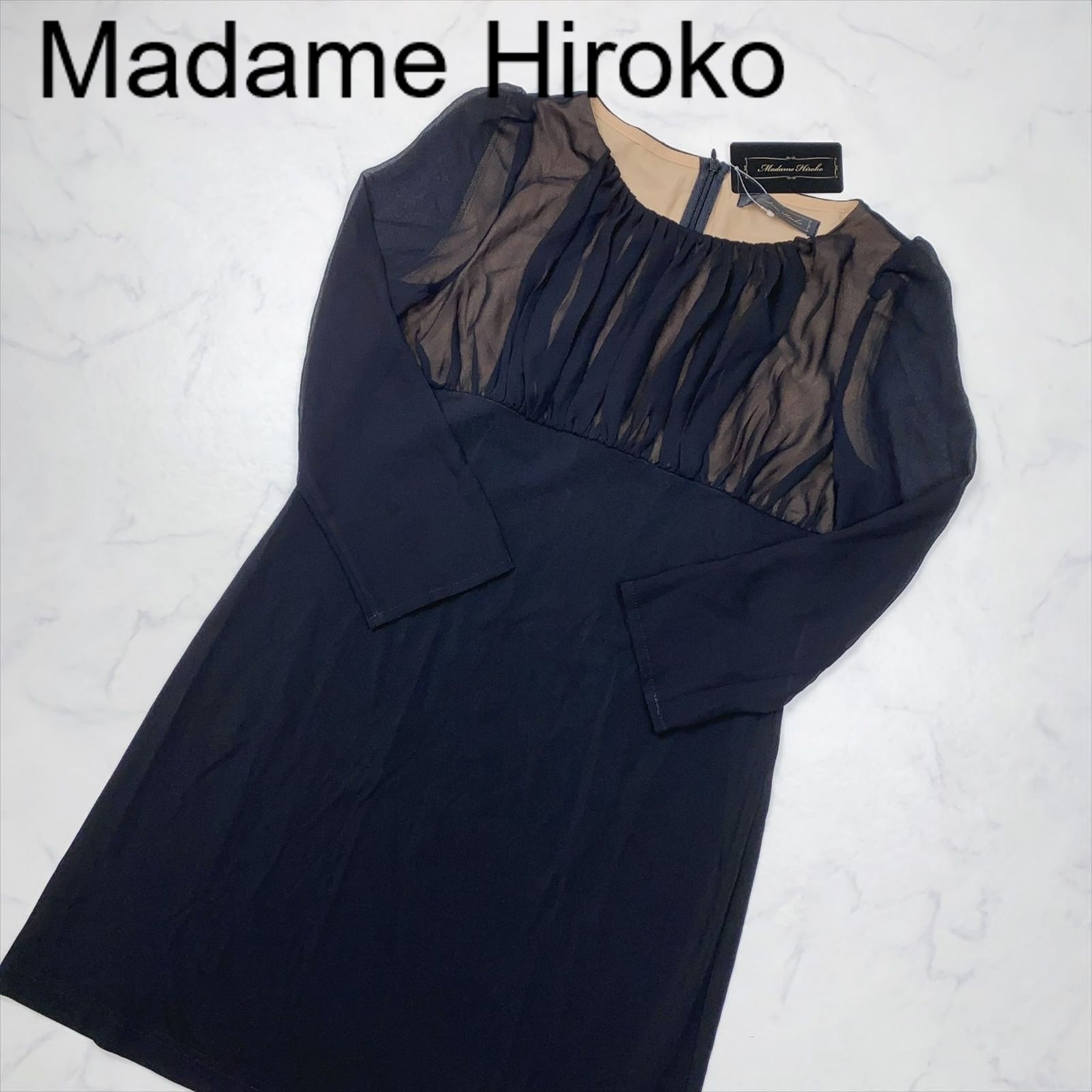 新品タグ付き】Madame Hiroko マダムヒロコ ワンピース ドレス M 黒