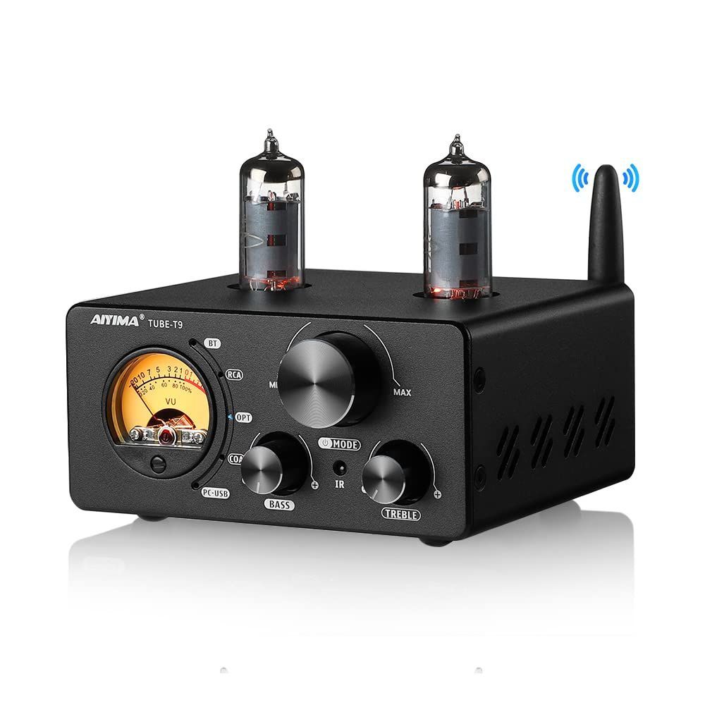 新着商品 T9 Bluetooth 5.0 AIYIMA 100W*2チューブアンプ 2.0チャンネル 真空管 USB DACステレオHiFiホームオーディオデジタルアンプ RCA|COA|Opt|PC-USB VUメータ付き