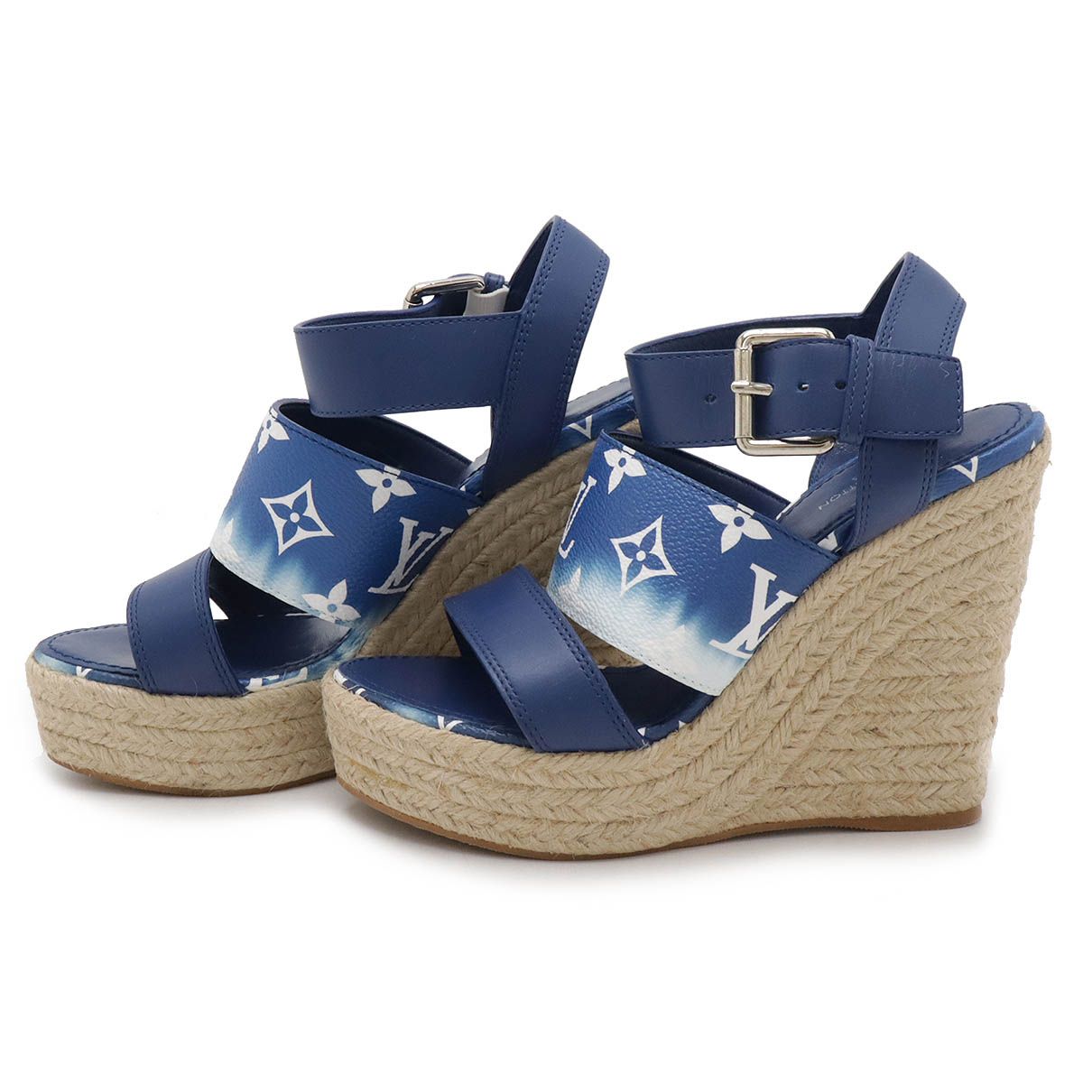 ルイヴィトン　サンダル　LVエスカル　スターボードライン　ウエッジソール　青 LOUIS VUITTON ルイ ヴィトン LVエスカル スターボードライン