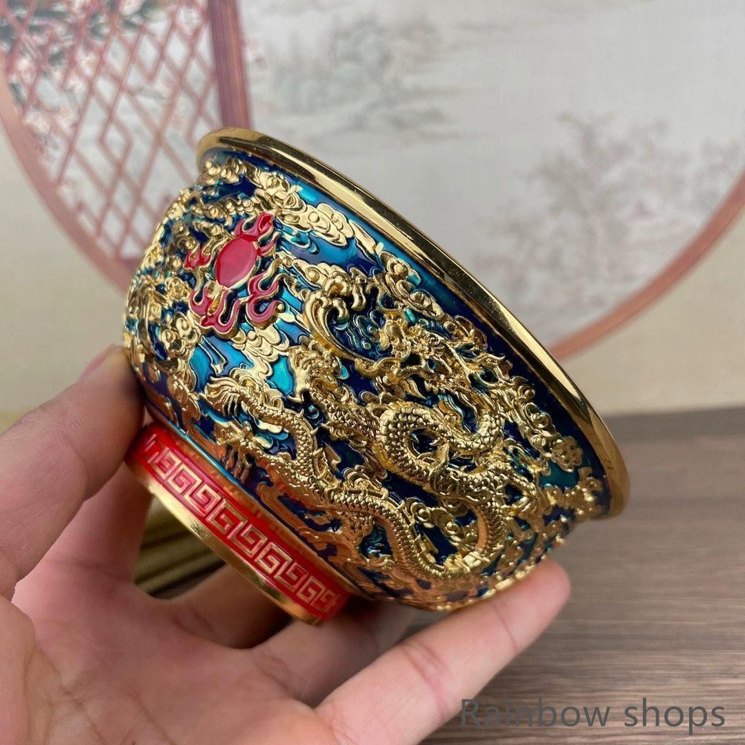 銅器 花開富貴碗 浮彫装飾碗 置物 装飾品 工芸品 美術品 銅器 浮彫花開富貴 毎年あります魚銅碗 工芸品 美術品 置物