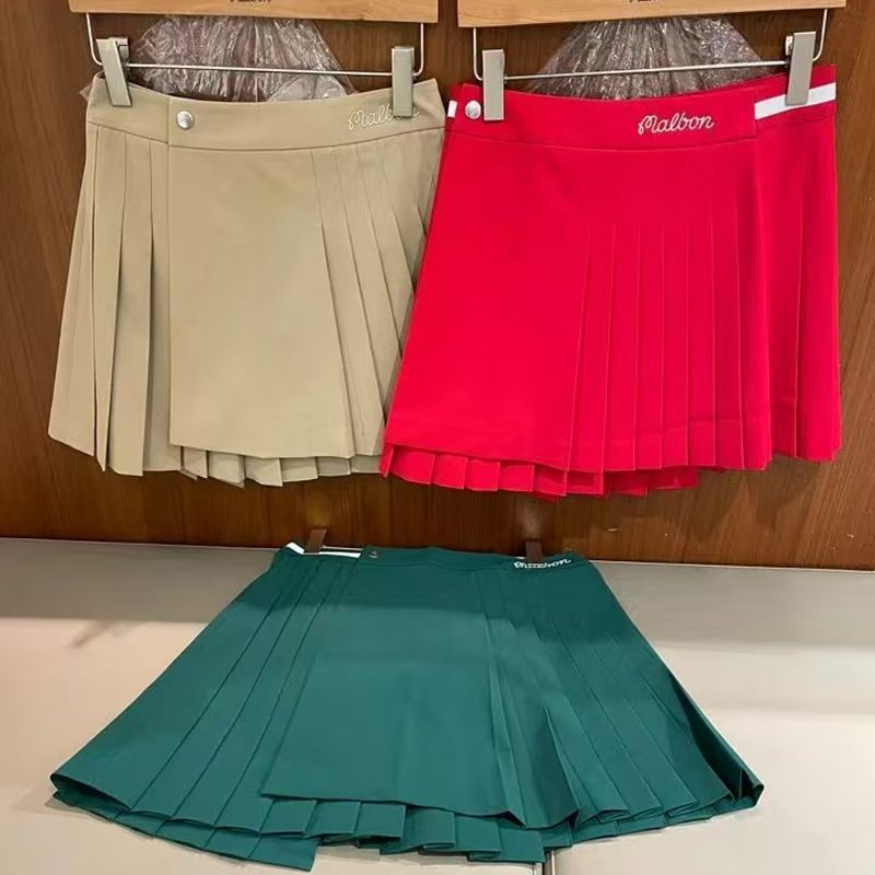 韓国Malbon夏 ゴルフ速乾ポロ&プリーツスカートセット Malbon ポロシャツ＆プリーツスカート セットアップ 全サイズ 夏