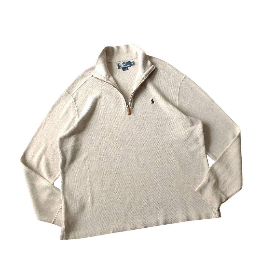 POLO RALPH LAUREN：ハーフジップニット　セーター　ベージュ Polo by Ralph Lauren ハーフジップニット/セーター/ベージュ