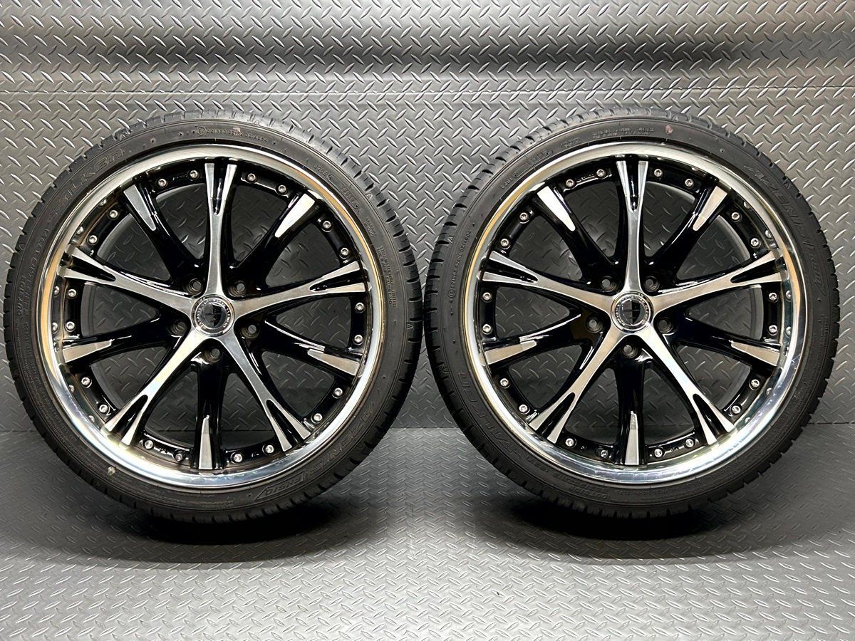 送料無料【バリ溝中古2本】WORK ワーク SW4 19IN 7.5J +45 5穴 114.3 ファルケン アゼニスFK510 225/35ZR19 ハブ径73 テーパー座 (23090090)