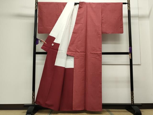 平和屋着物○結城紬 色無地 長春色 やまと誂製 正絹 逸品 未使用