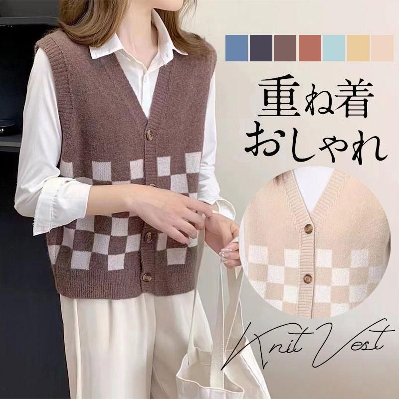 ニット レディース Vネック 秋服 フォマール 開襟 秋冬 チョッキ 重ね着 着痩せ 上着 ノースリーブ レイヤード カジュアル 秋コーデ  mof