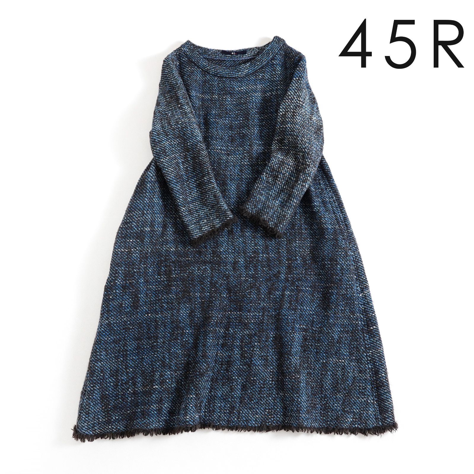 45R ツイードワンピース 45R 藍ツイードワンピース - メルカリ