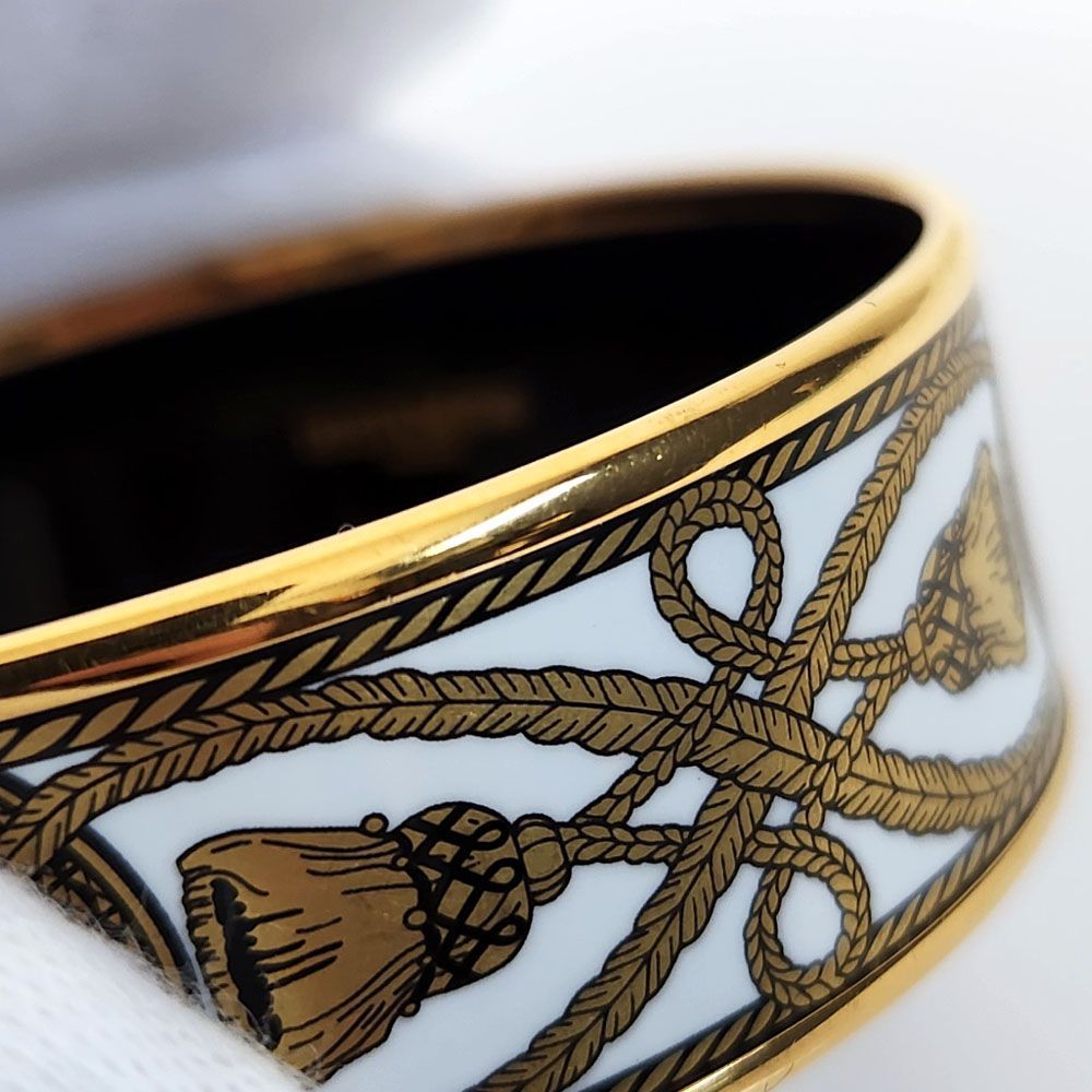 エルメス HERMES エマイユ バングル GM ホワイト ゴールド 七宝焼